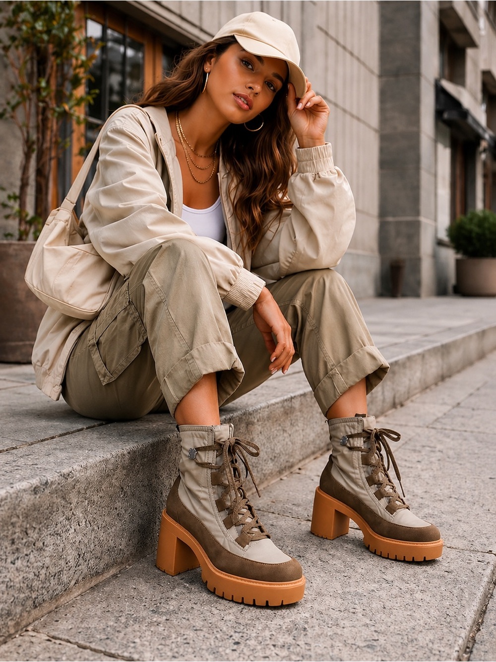 Dolce Vita Combat Boots Sz 10 Olive Taupe Lug Sole Platform Block Heel EUC